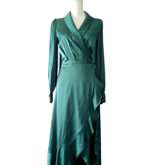 WHBM Elegant Teal Wrap Dress Size 4 - Picture 2 of 6